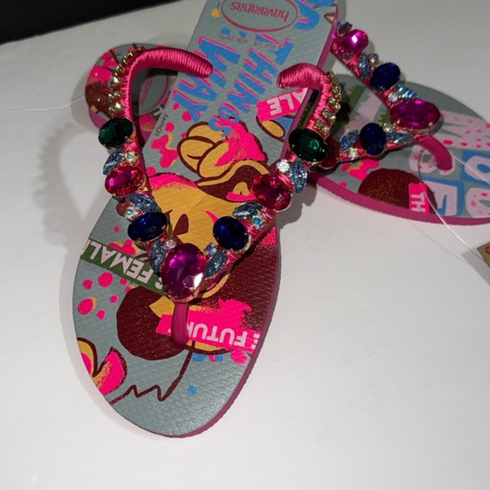 Havaianas (Brazilian Flip-Flops) w/ Fashion Stones Appliqué